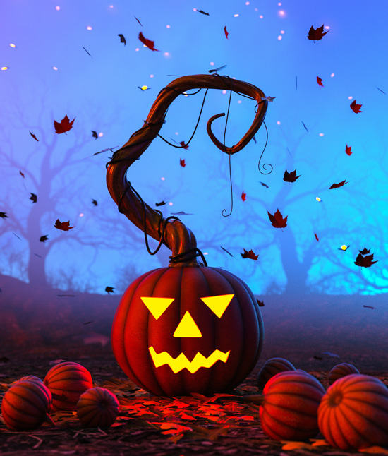 Halloween Pumpkin in Creepy