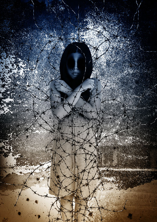 Ghost Woman with Barbed Wire